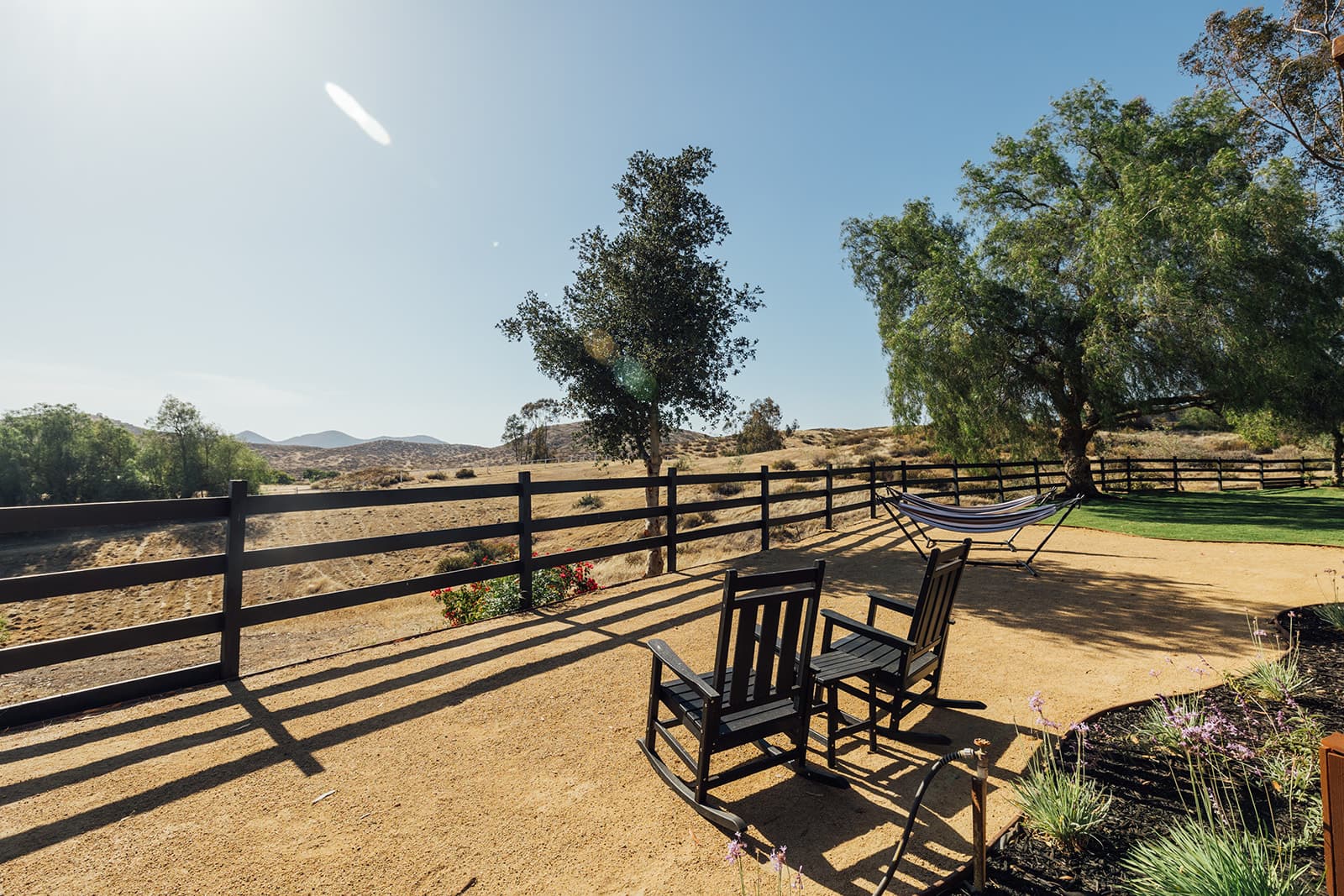 Rocking chairs and hammock at the overlook