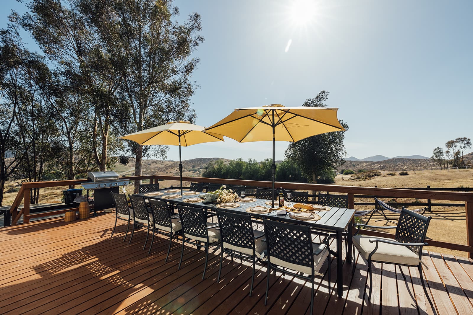Outdoor dining deck with grill